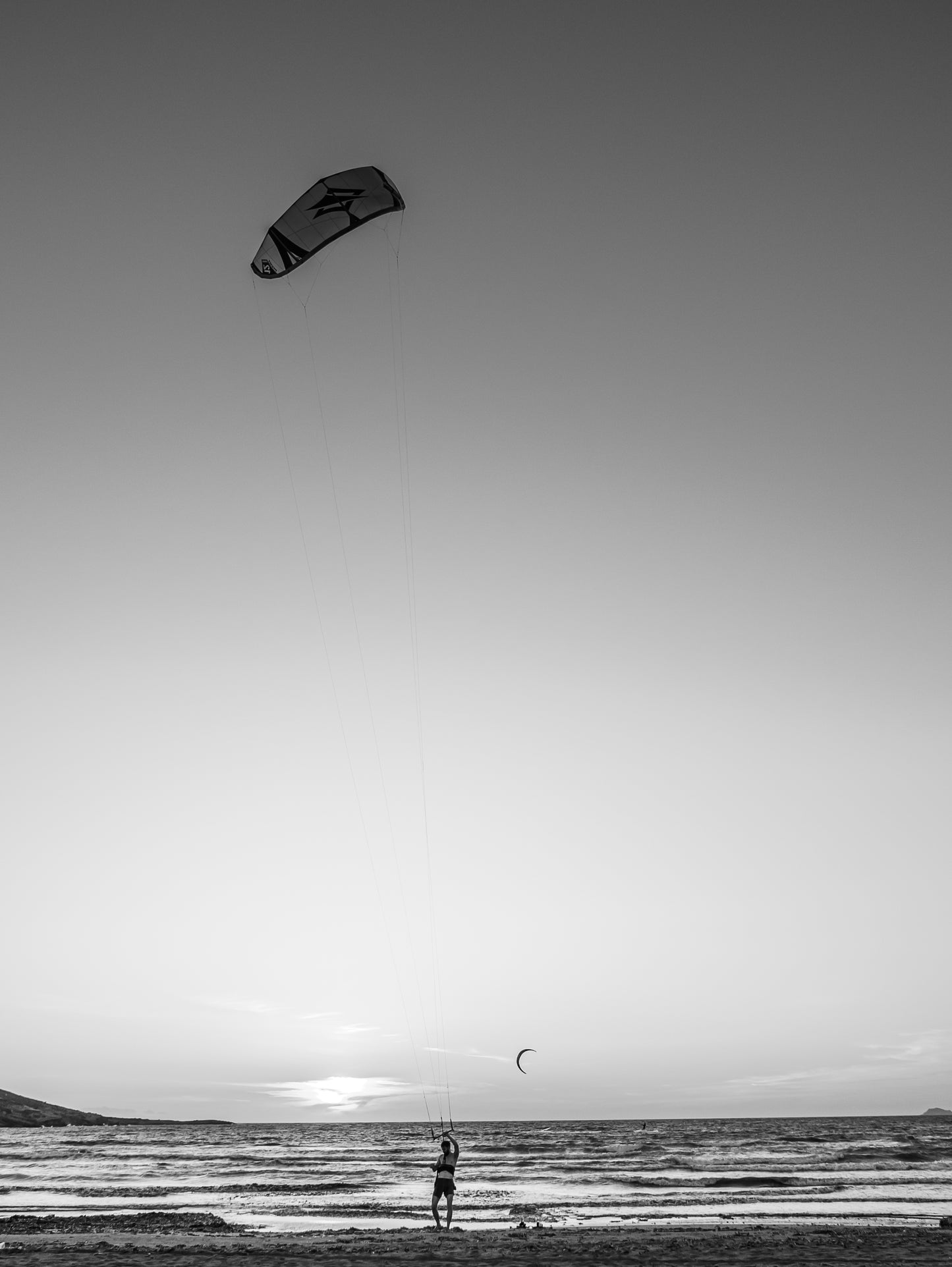 Kite Surfer at Sunset, Prasonisi Beach, Rhodes, Greece